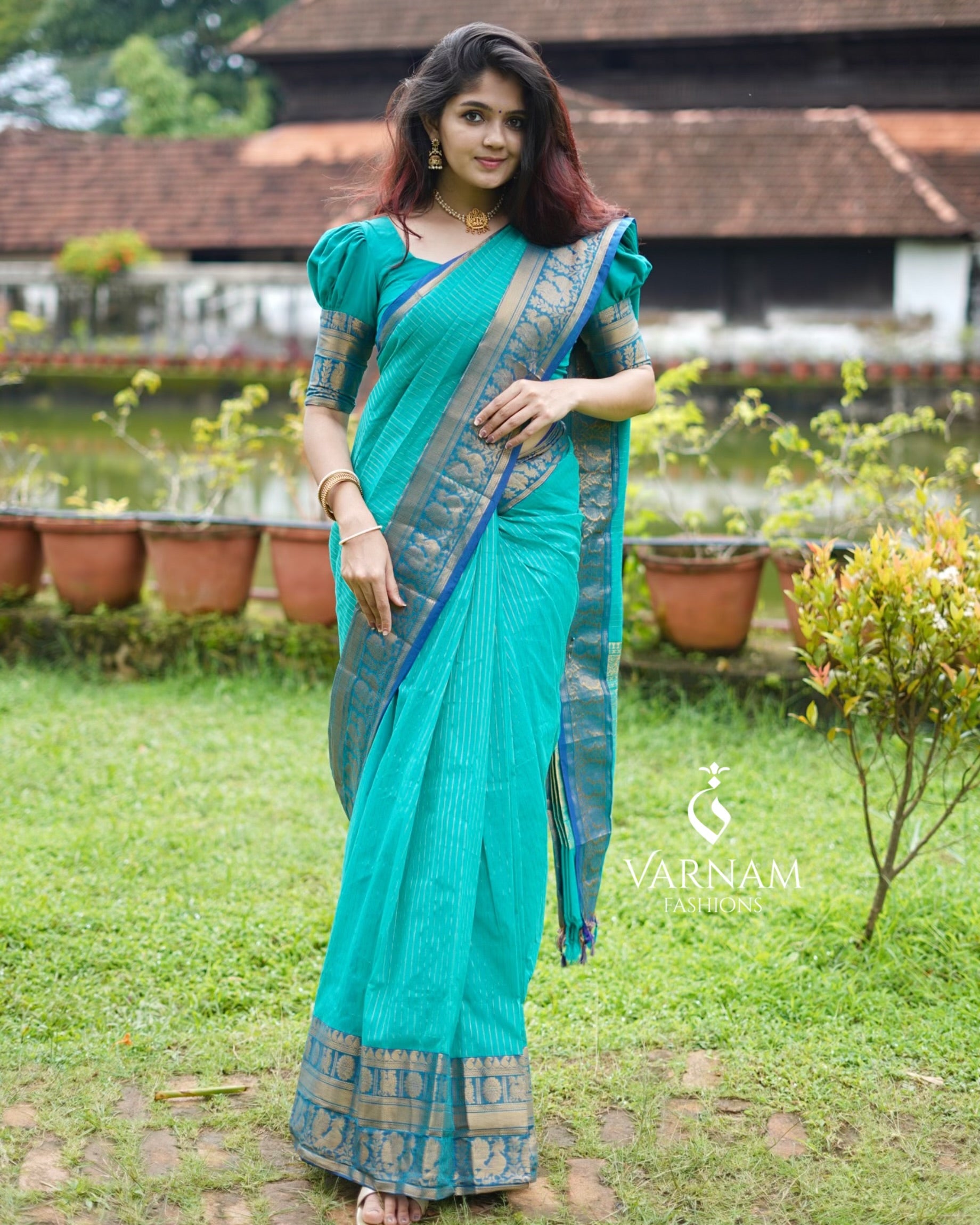 Rama Green Rich Pallu Kanchi Cotton Saree
