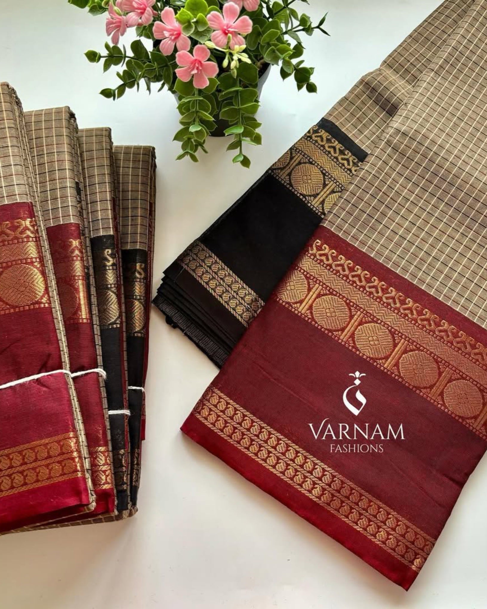 Kanchi Cotton Kattam Saree With Ganga Jamuna Border