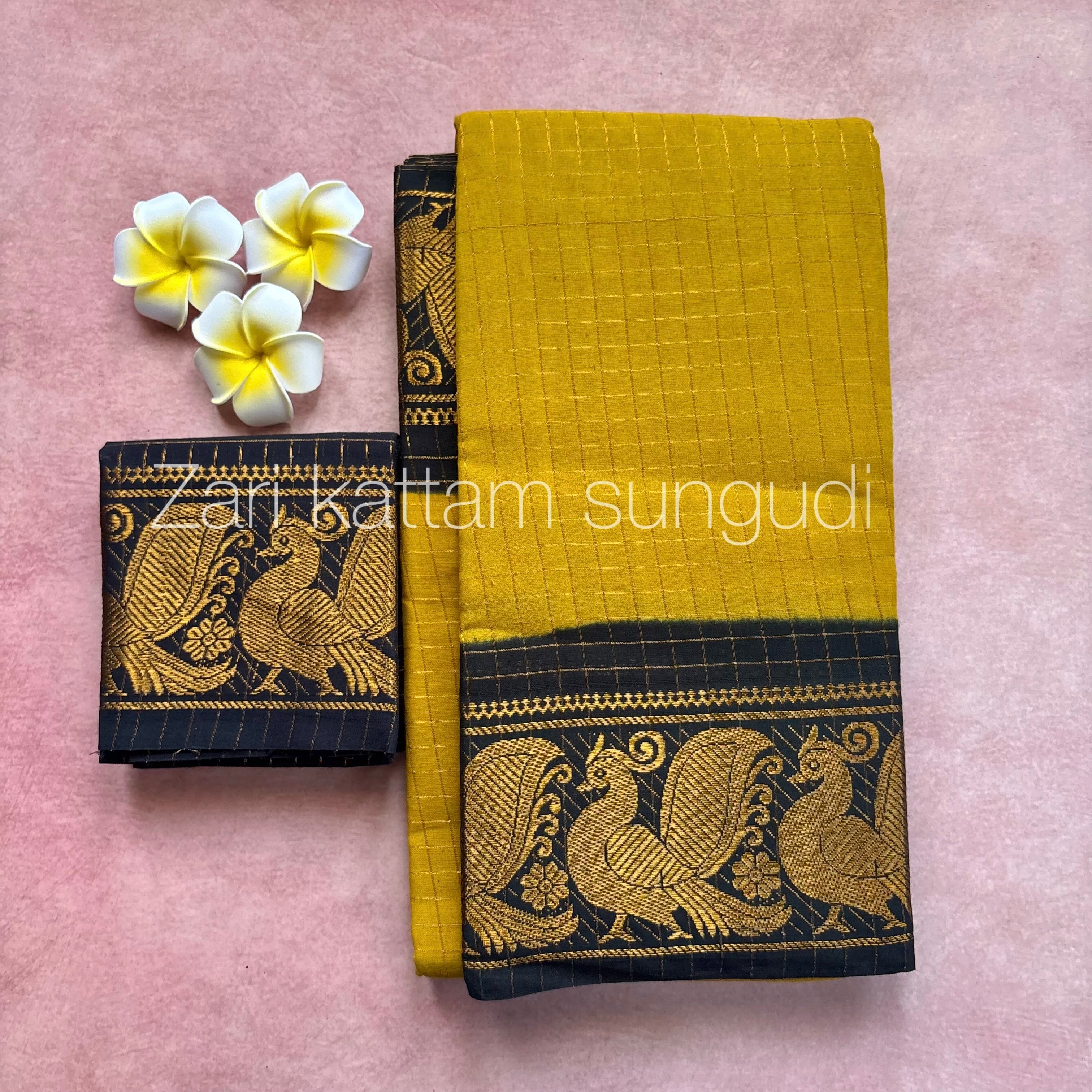 Zari Kattam Sungudi Cotton Sarees