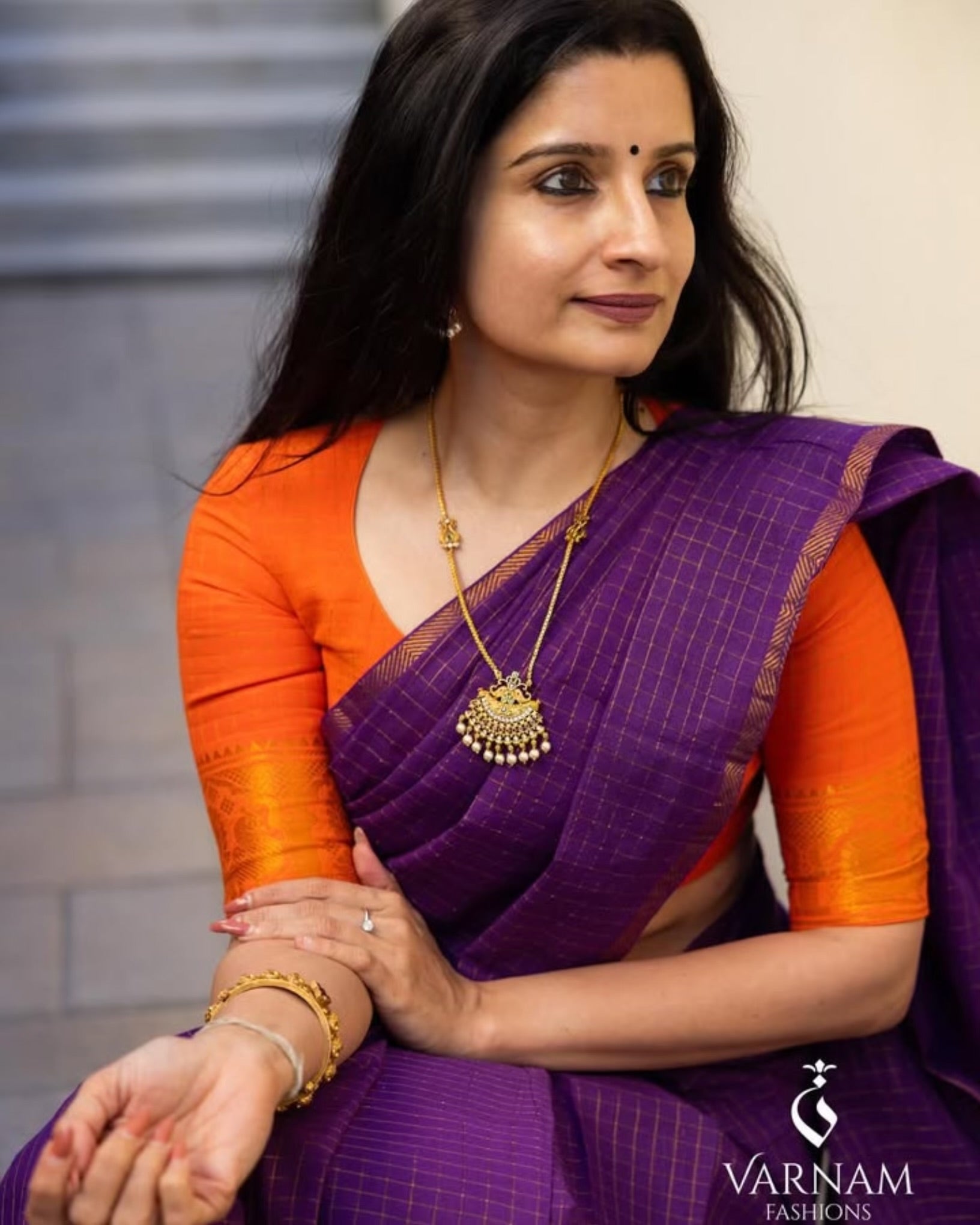 Purple Pentex Sungudi Cotton Saree