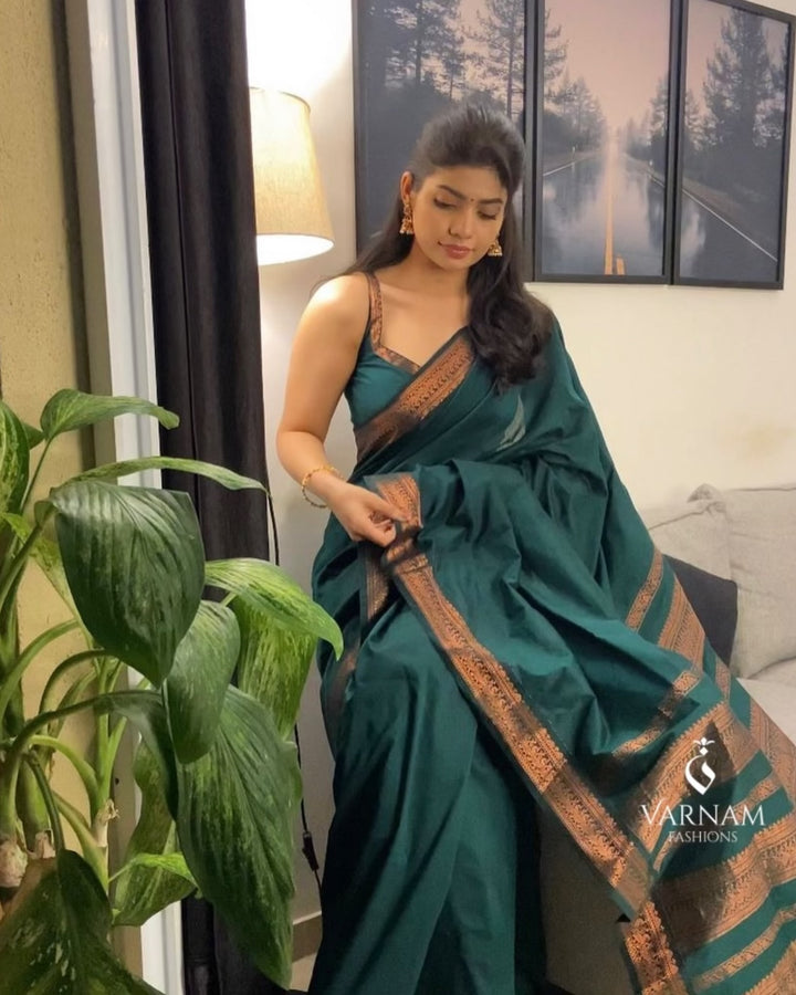 Green Copper Kalyani Cotton Saree