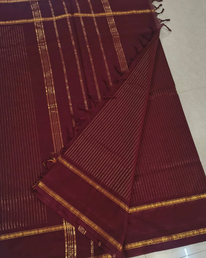 Maroon Rettapetta Kanchi Cotton Saree