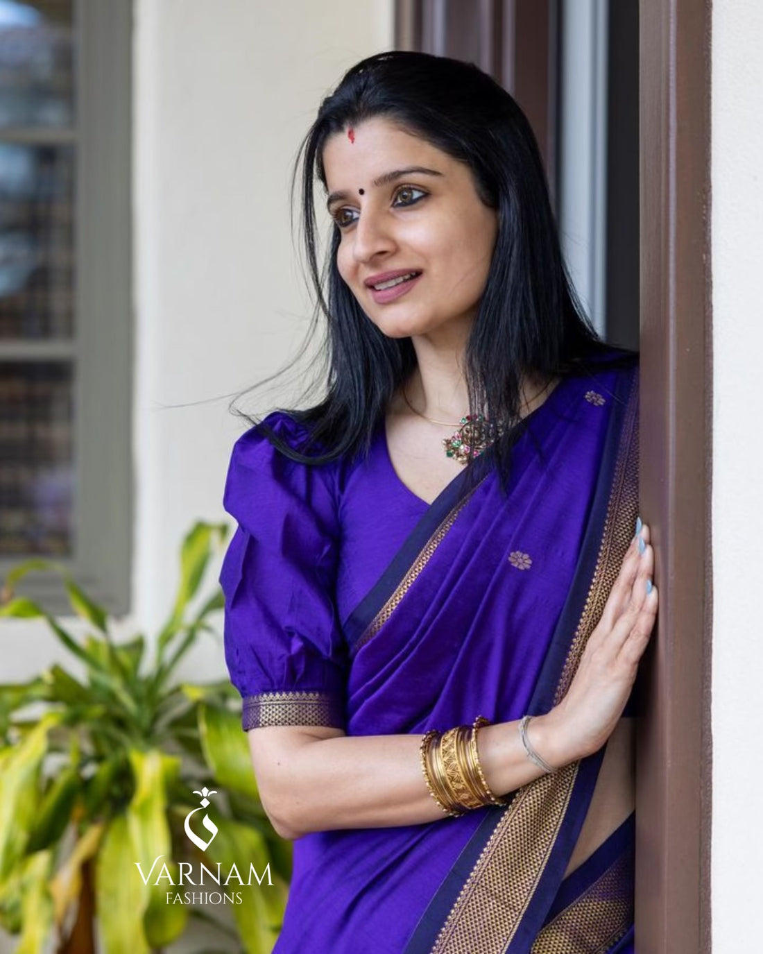 Violet Kalyani Cotton Saree