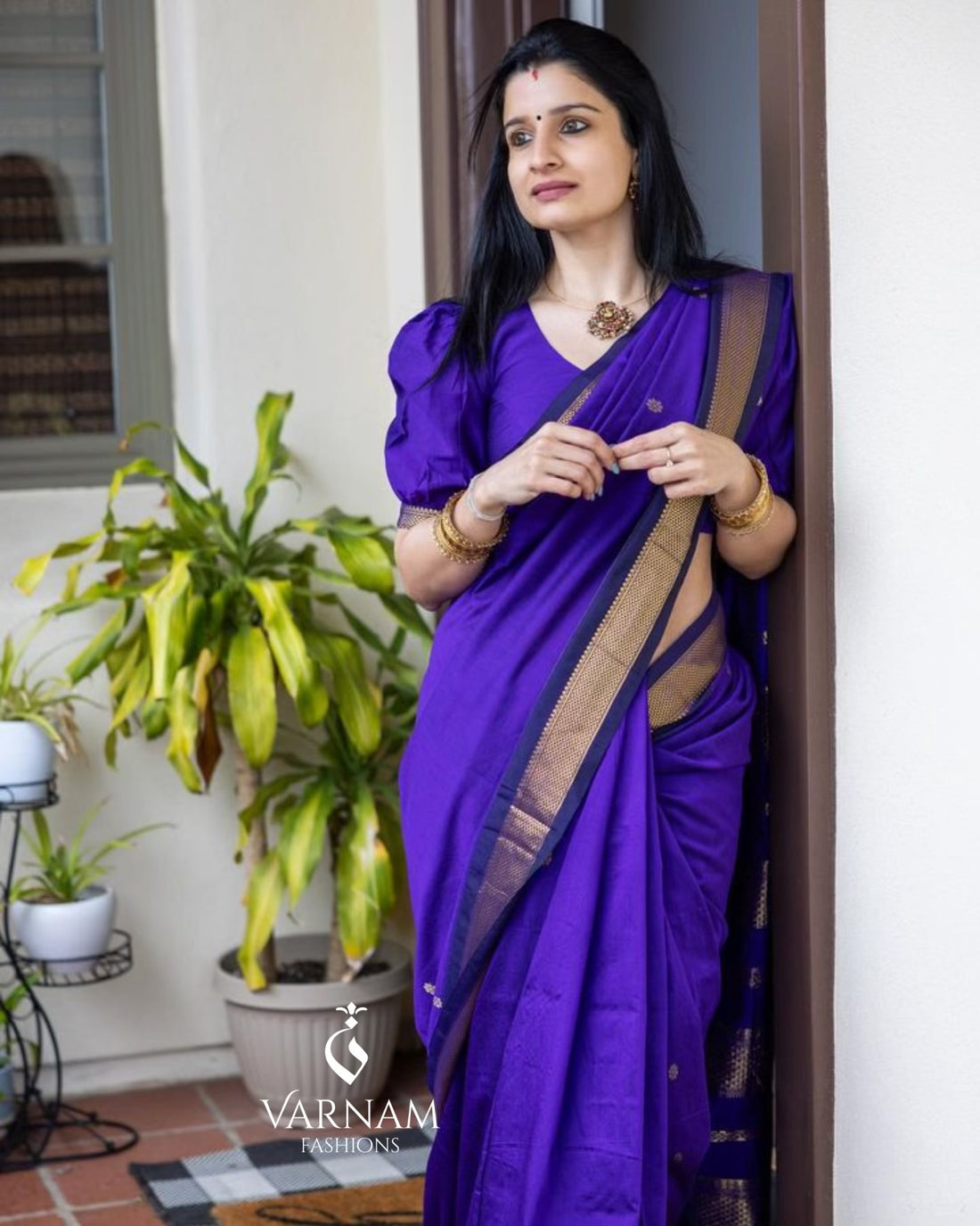 Violet Kalyani Cotton Saree