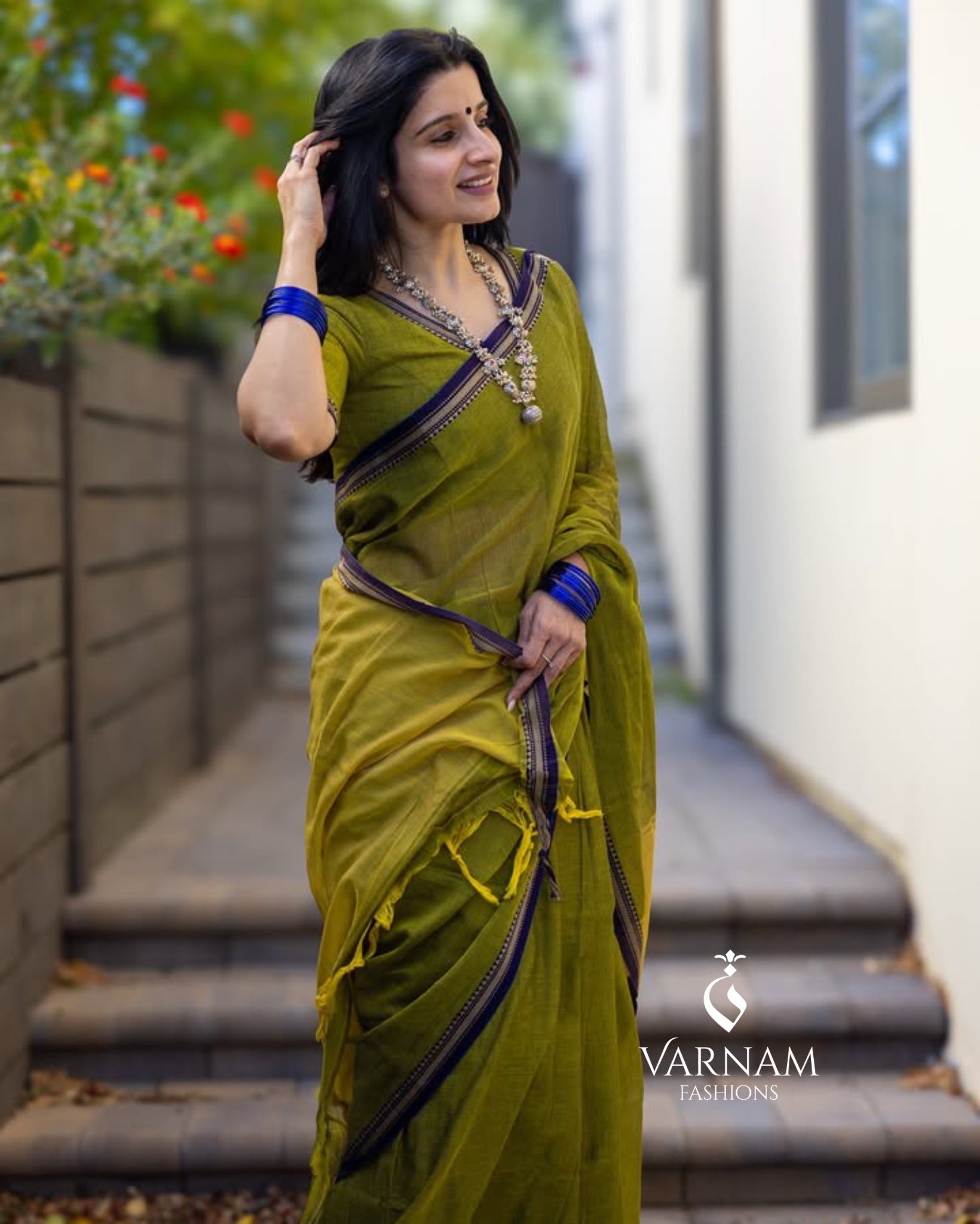 Green  Narayanpet Cotton Saree