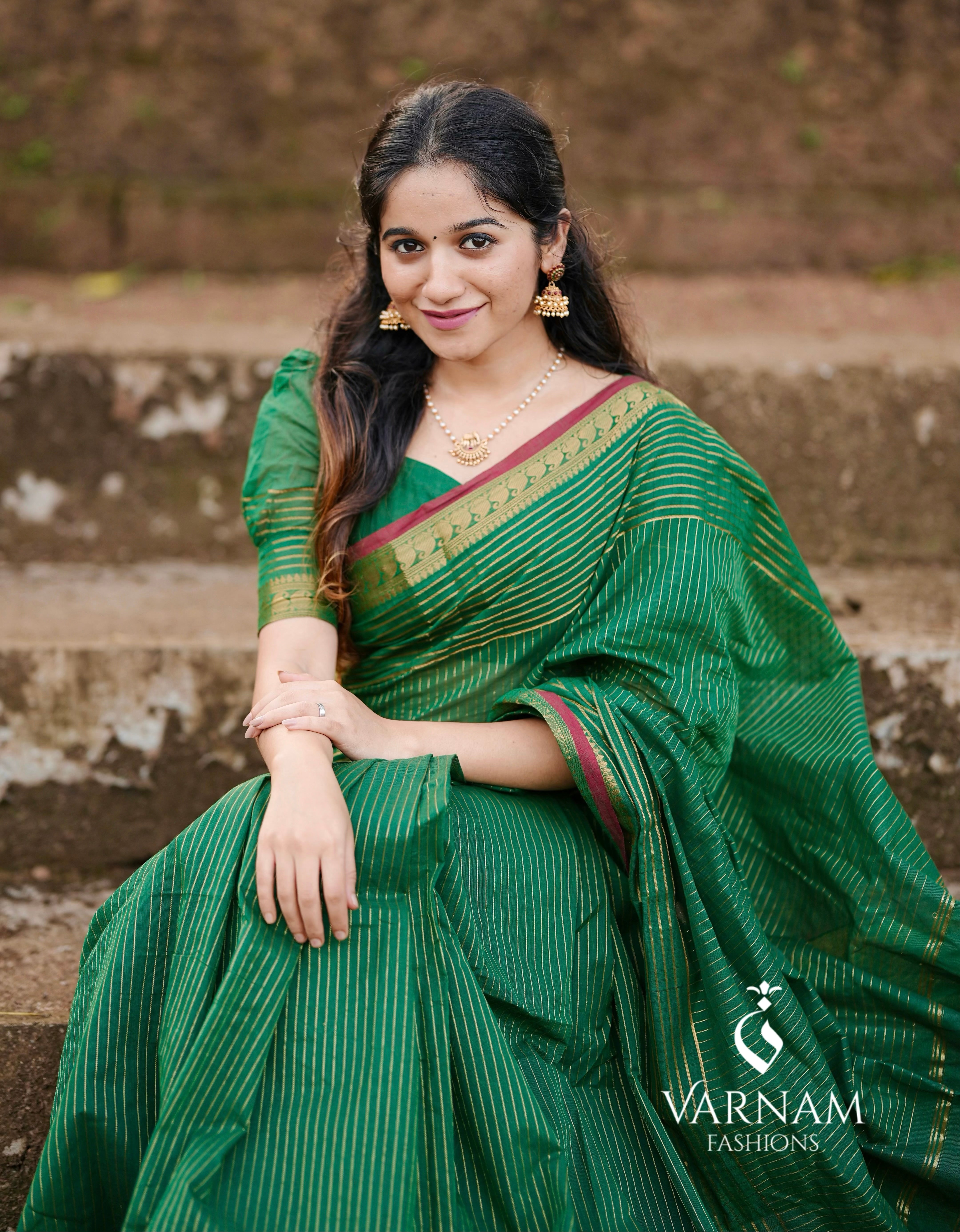 Sundari - Green Rich Kanchi Cotton Saree