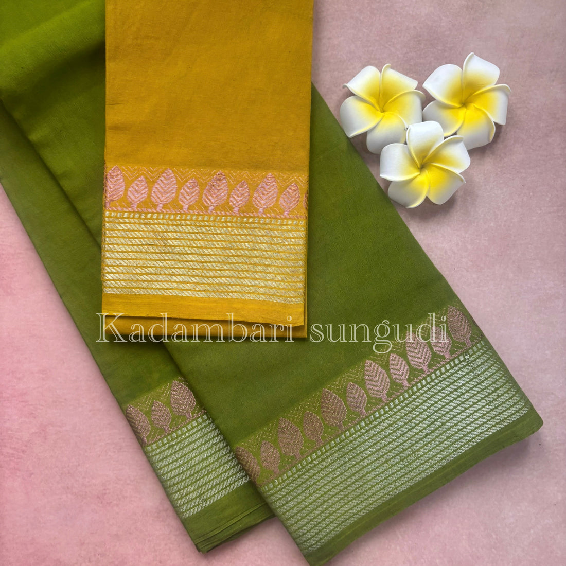 Kadambari Pink & Silver Zari Sungudi Cotton Saree