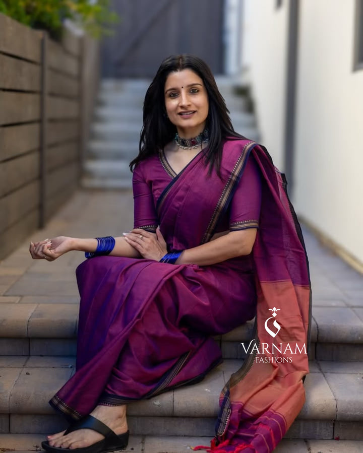 Pink Narayanpet Cotton Saree