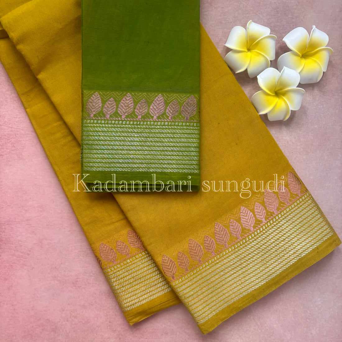 Kadambari Silver & Pink Zari Sungudi Cotton Saree