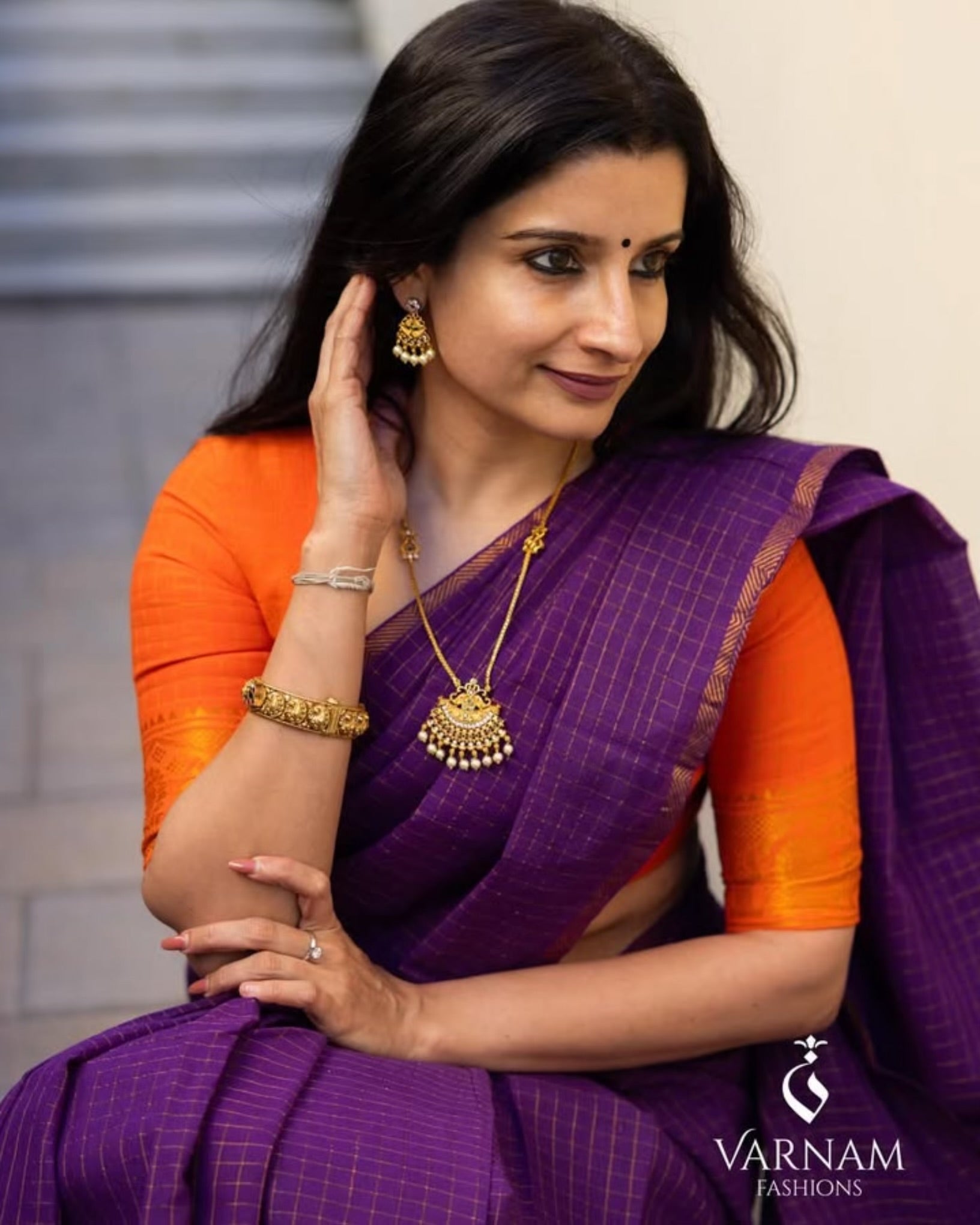 Purple Pentex Sungudi Cotton Saree